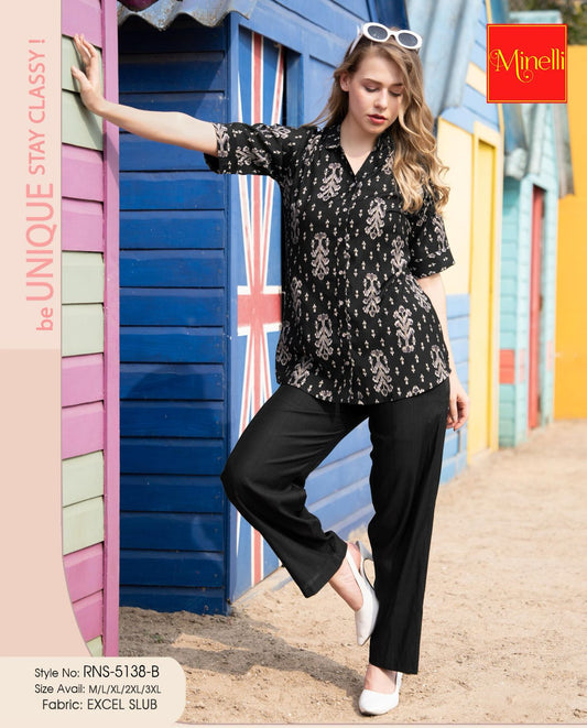 Black-Colored Printed Co-Ord Set