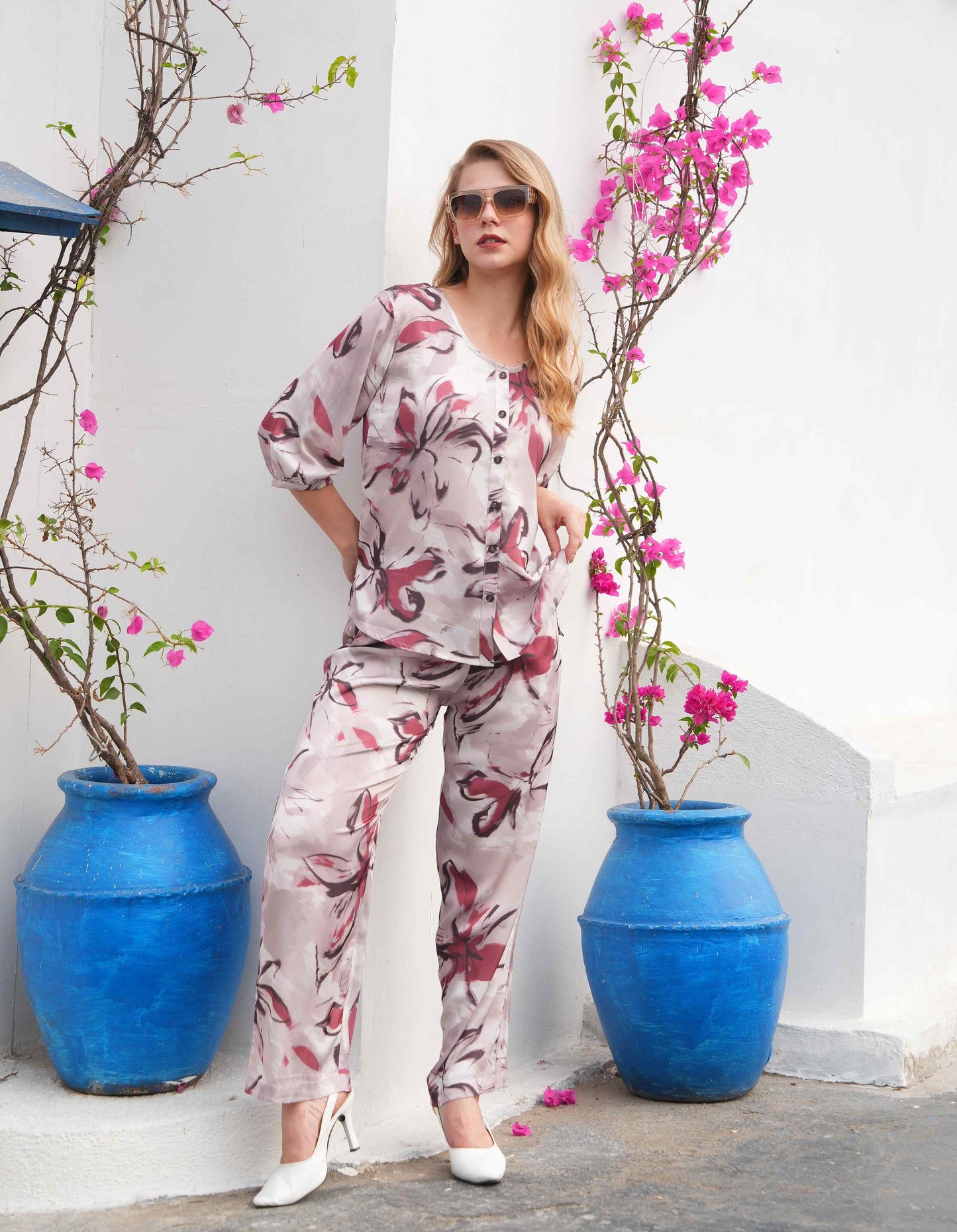 L.Grey-Colored Printed Co-Ord Set