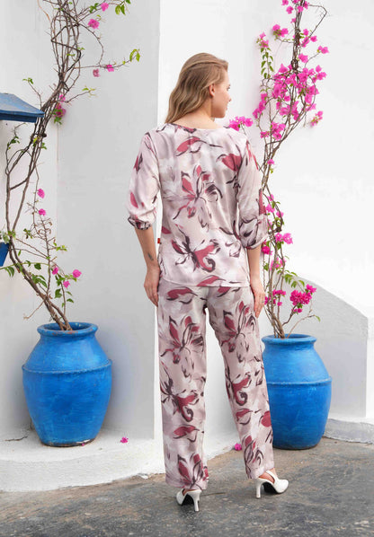 L.Grey-Colored Printed Co-Ord Set