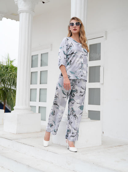 Grey-Colored Printed Co-Ord Set