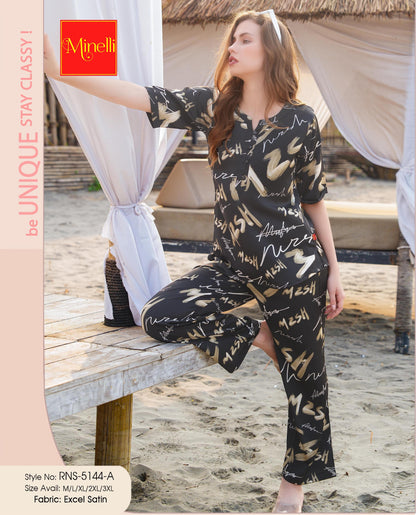 Charcoal-Colored Printed Co-Ord Set