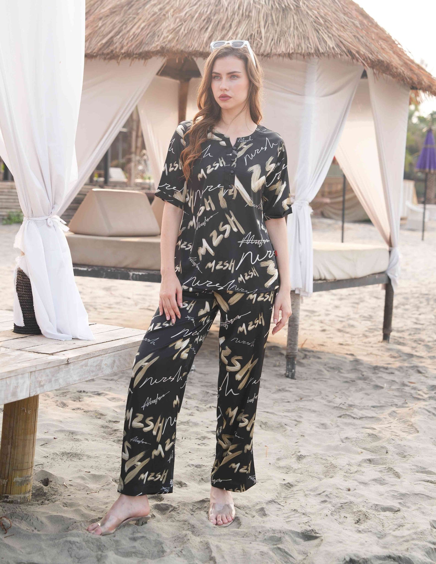 Charcoal-Colored Printed Co-Ord Set