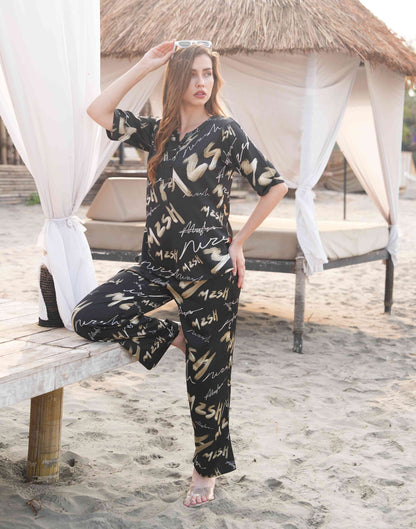 Charcoal-Colored Printed Co-Ord Set