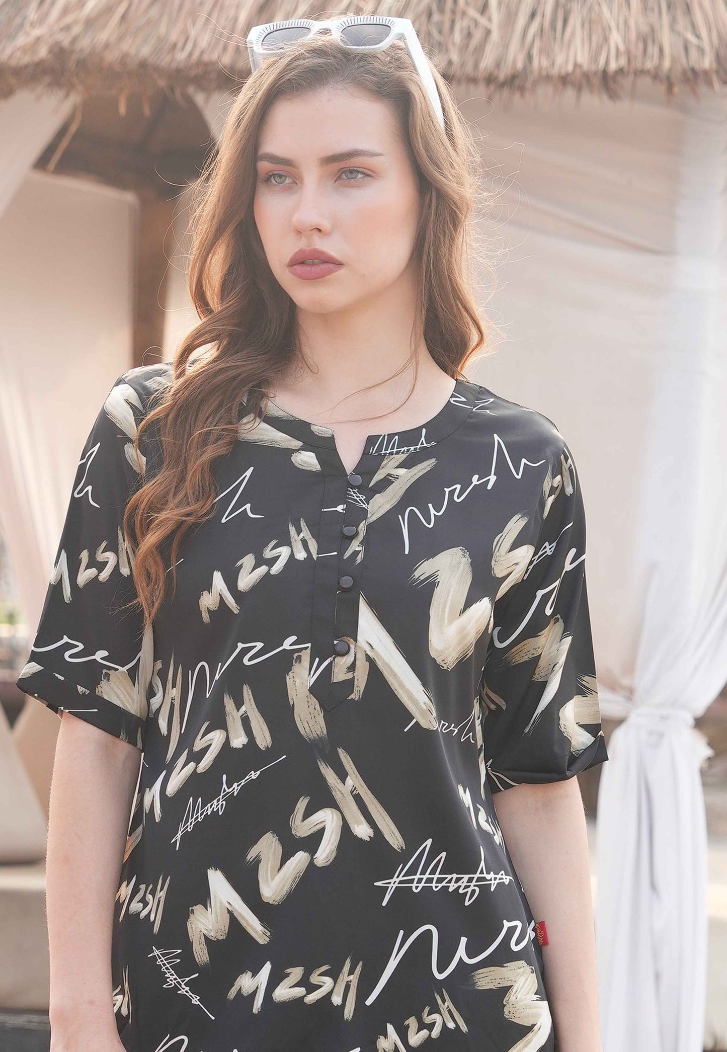 Charcoal-Colored Printed Co-Ord Set