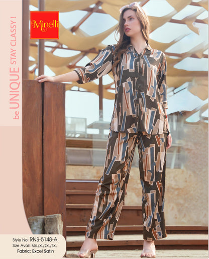 Charcoal-Colored Printed Co-Ord Set