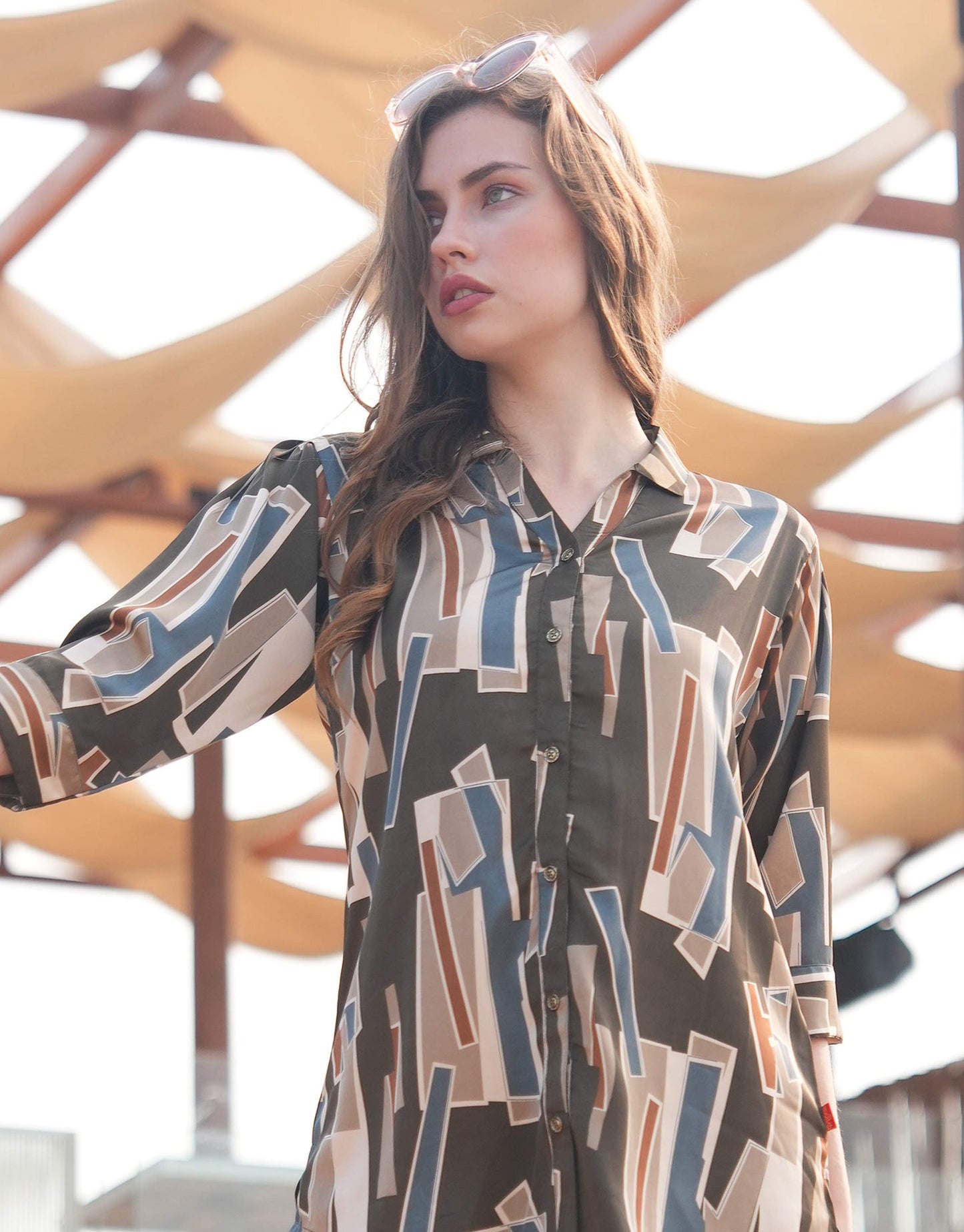 Charcoal-Colored Printed Co-Ord Set