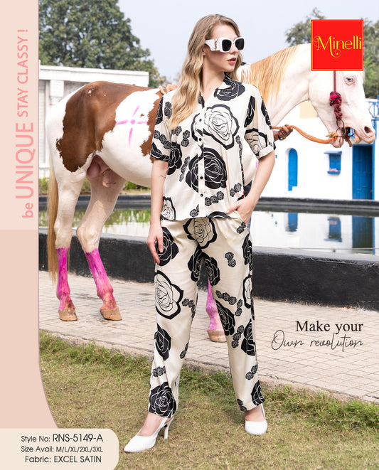 Off White-Colored Printed Co-Ord Set