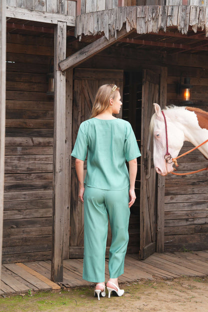 S.Green-Colored Embroidered Co Ord Set