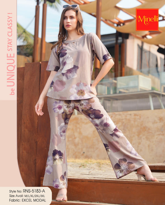 Brown-Colored Printed Co-Ord Set