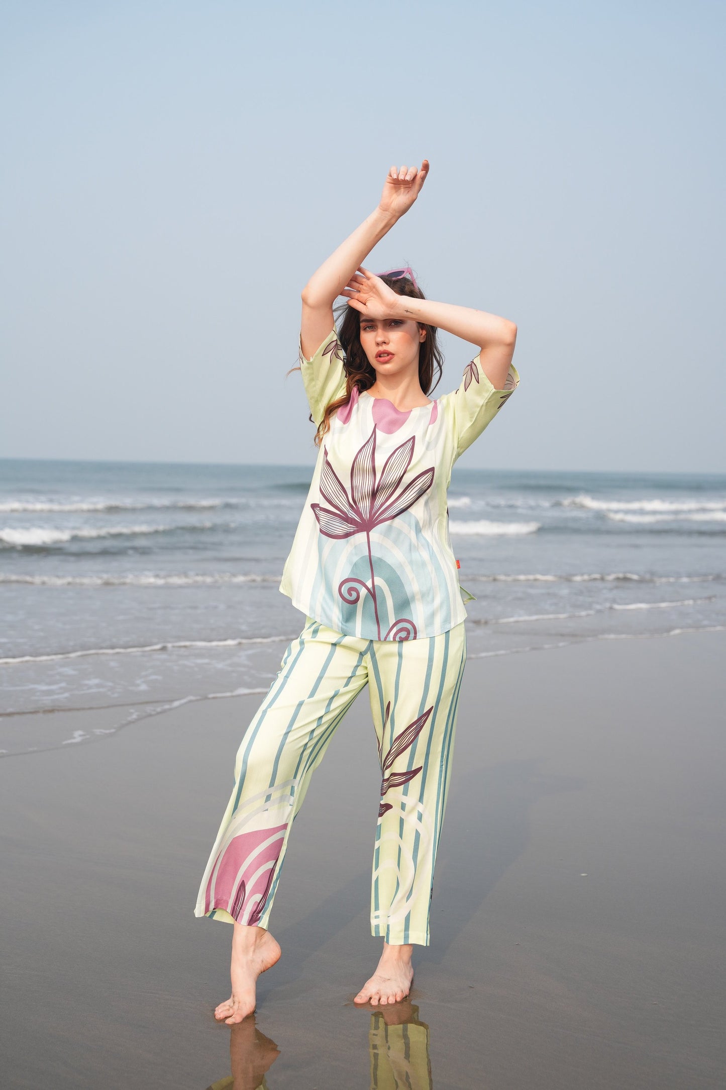 Lemon-Colored Printed Co-Ord Set
