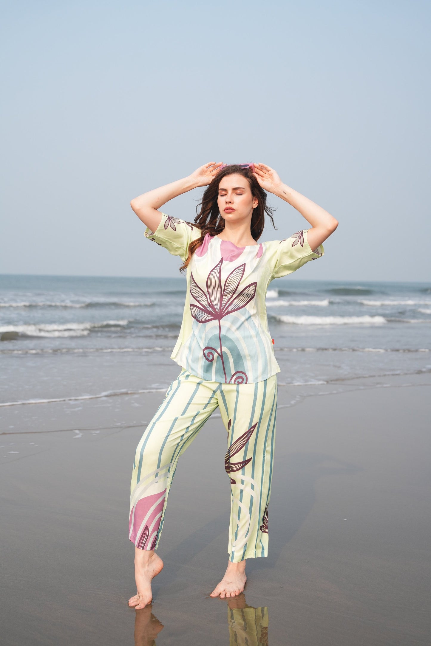 Lemon-Colored Printed Co-Ord Set
