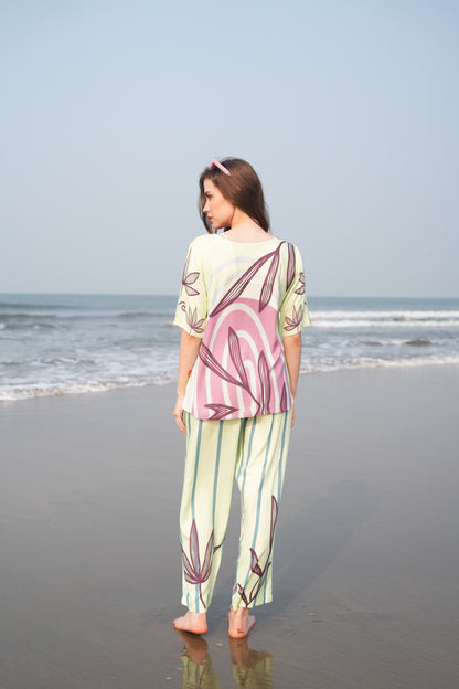 Lemon-Colored Printed Co-Ord Set