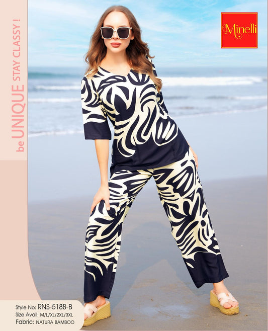 Navy Blue-Colored Printed Co-Ord Set