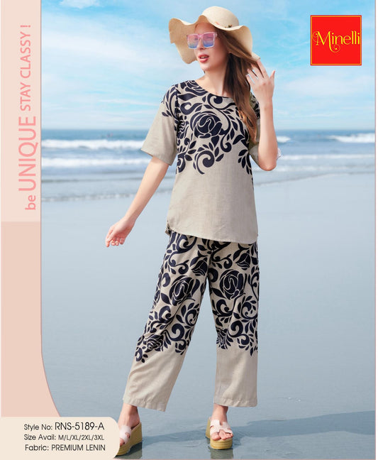 Off White-Colored Printed Co-Ord Set