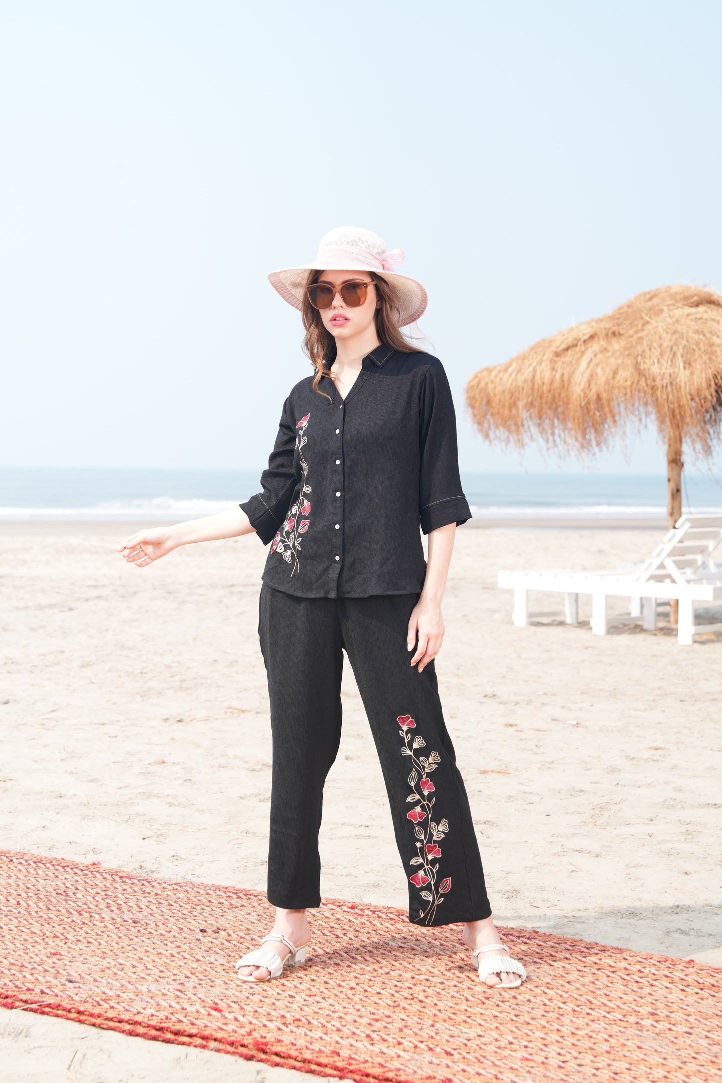 Black-Colored Embroidered Co Ord Set