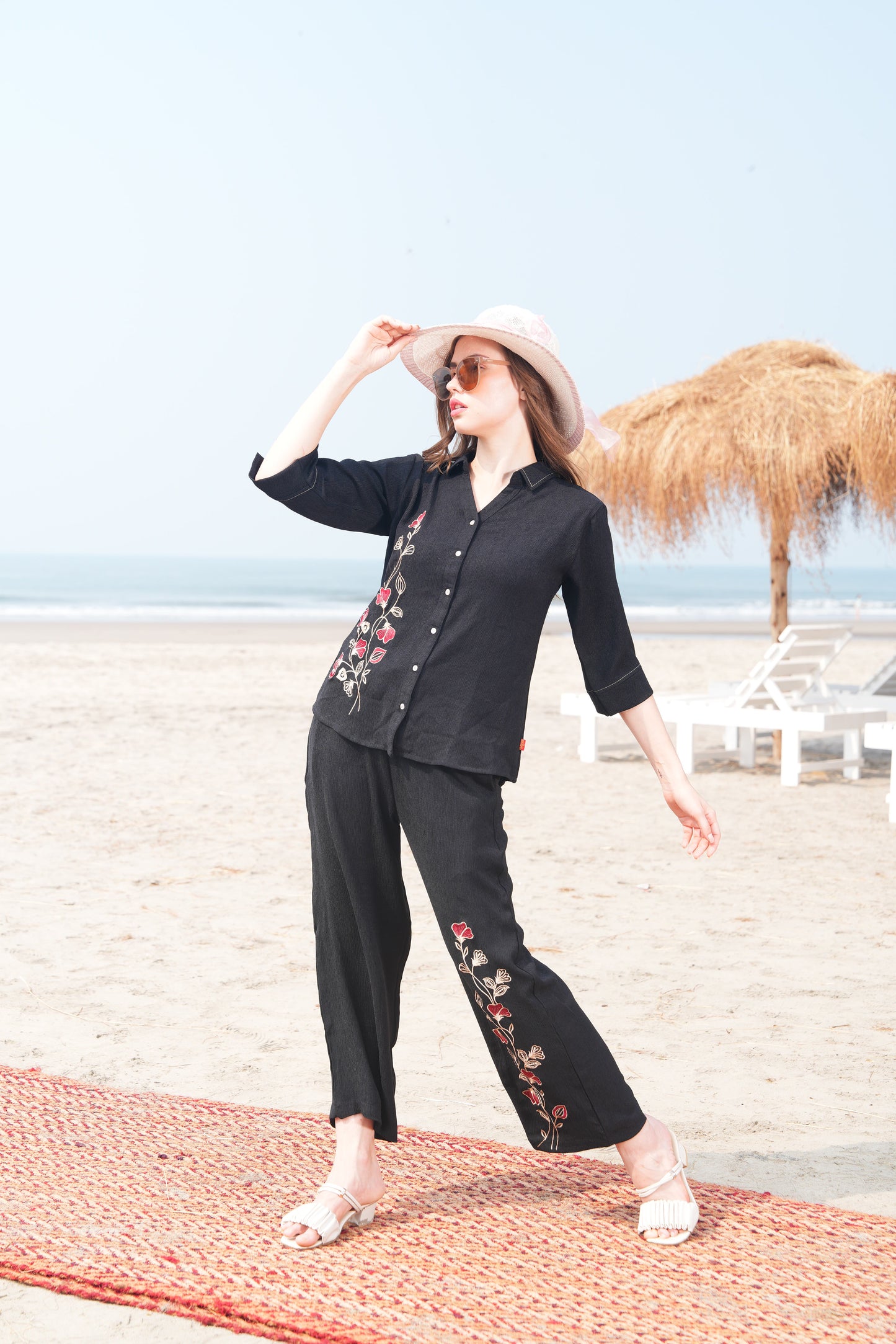 Black-Colored Embroidered Co Ord Set