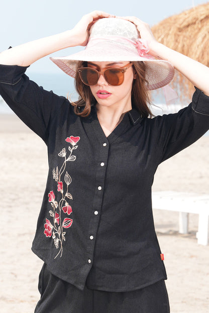 Black-Colored Embroidered Co Ord Set