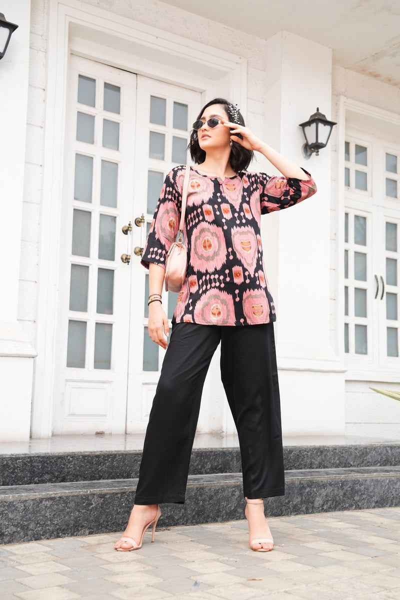 Charcoal-Colored Printed Co-Ord Set