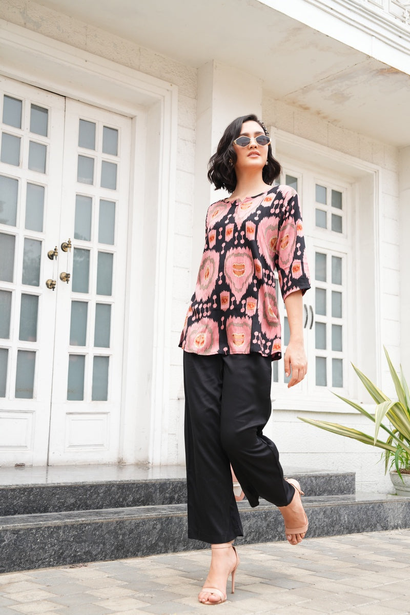 Charcoal-Colored Printed Co-Ord Set