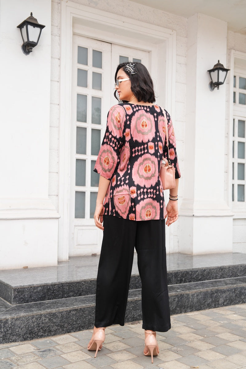 Charcoal-Colored Printed Co-Ord Set