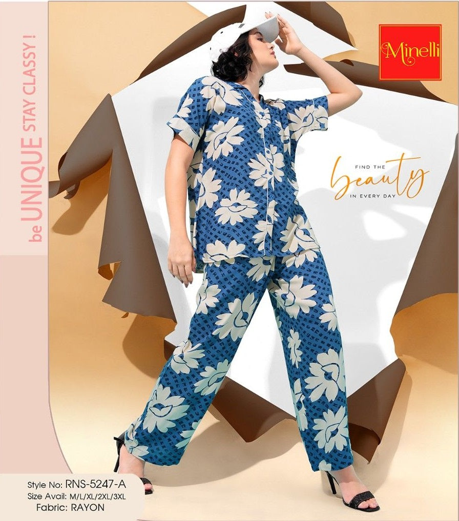 Blue-Colored Printed Co-Ord Set