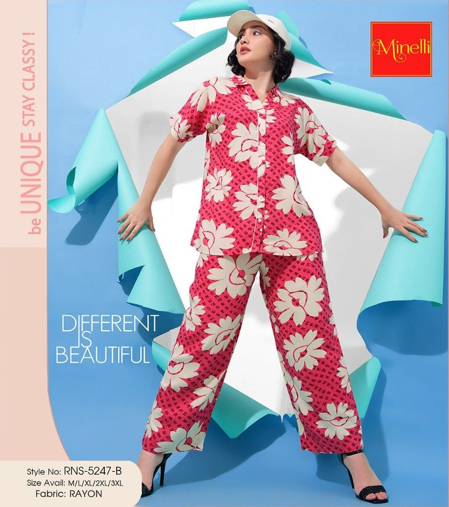 Red-Colored Printed Co-Ord Set