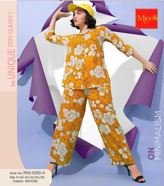 Mustard-Colored Printed Co-Ord Set