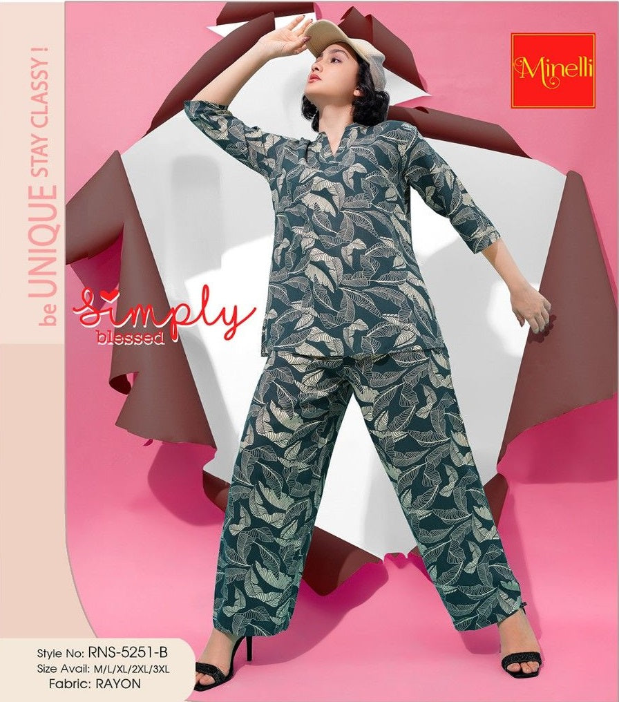 Indigo-Colored Printed Co-Ord Set