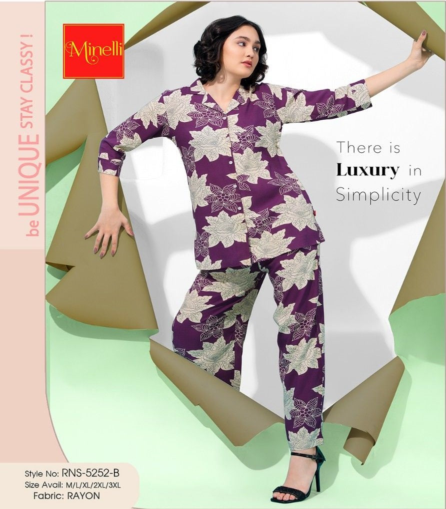 Wine-Colored Printed Co-Ord Set