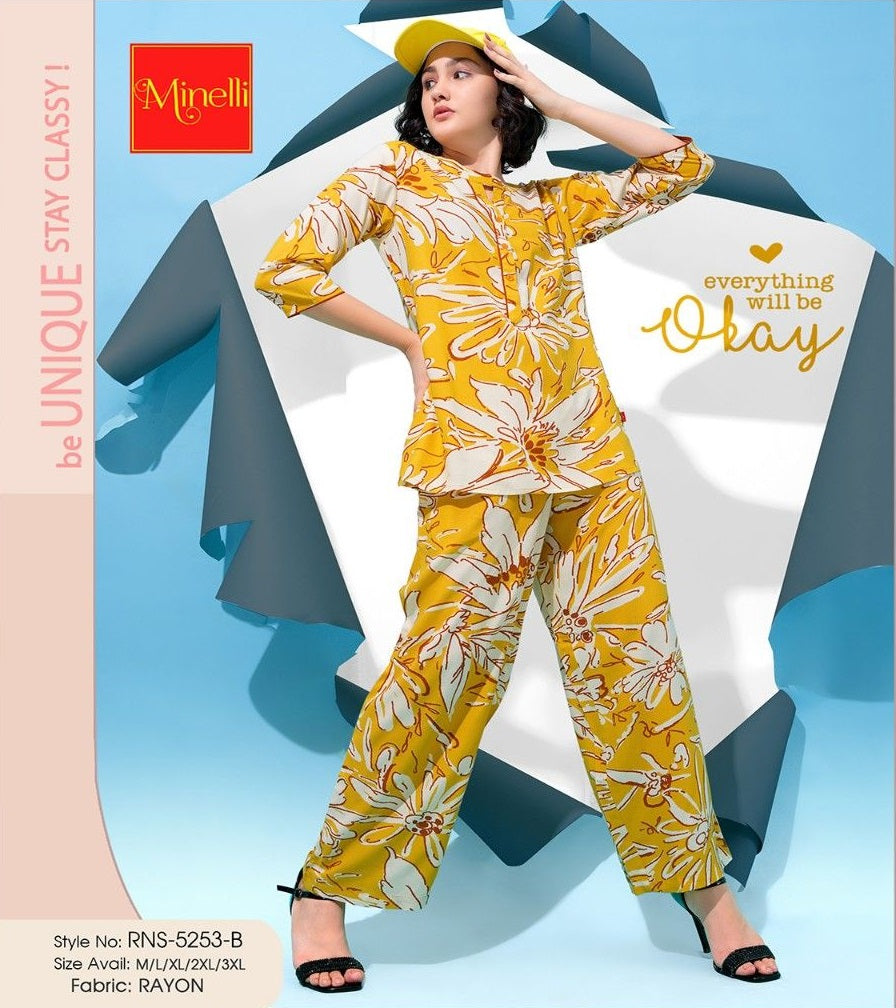 Yellow-Colored Printed Co-Ord Set