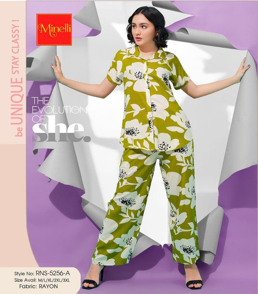 Mehandi-Colored Printed Co-Ord Set