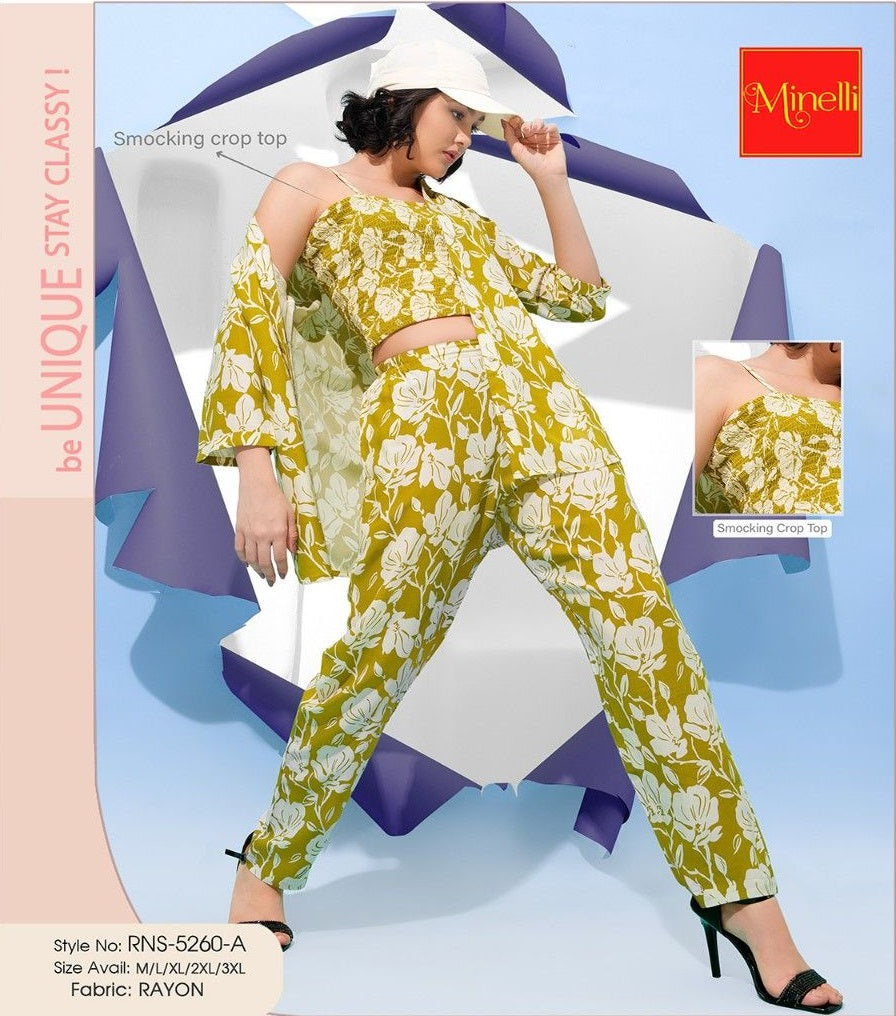 Mehandi-Colored Printed Co-Ord Set
