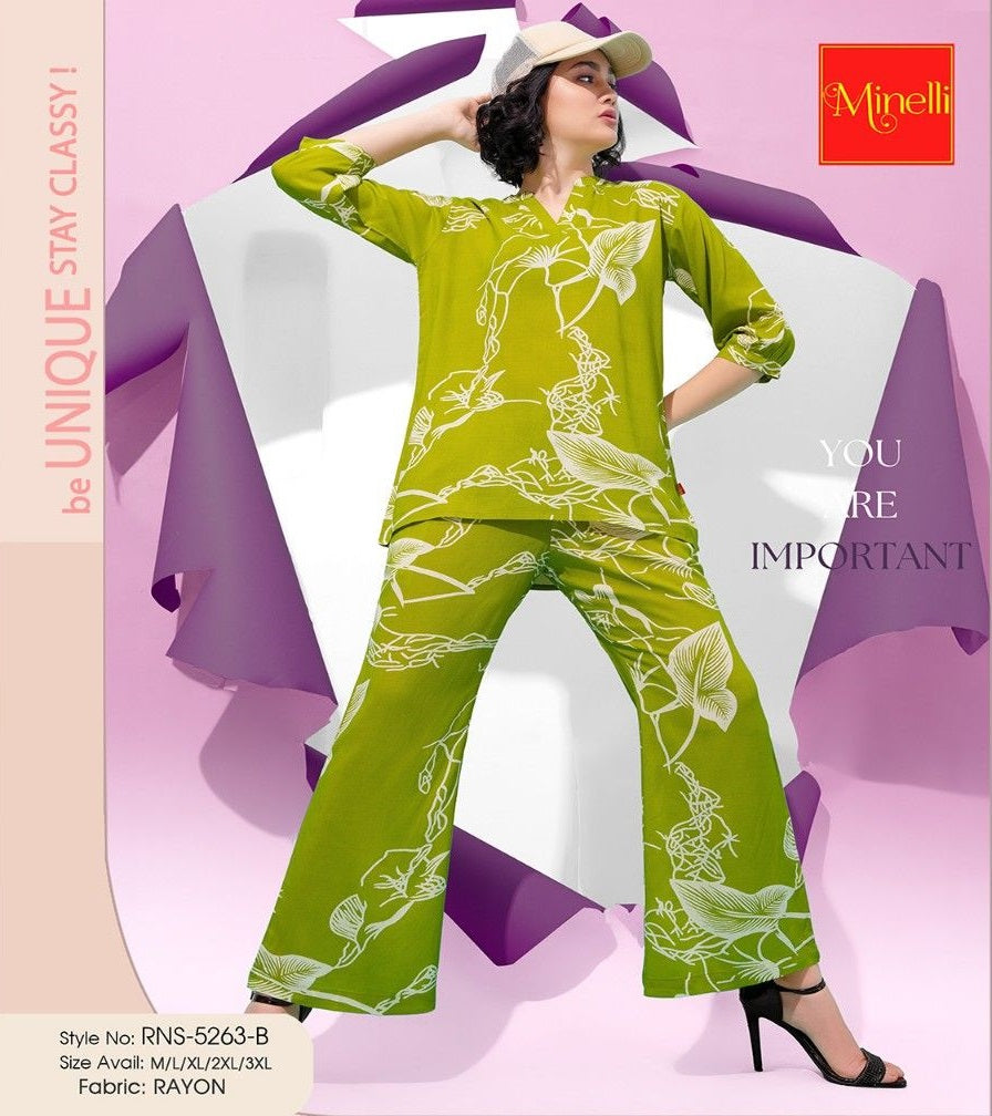 Mehandi-Colored Printed Co-Ord Set