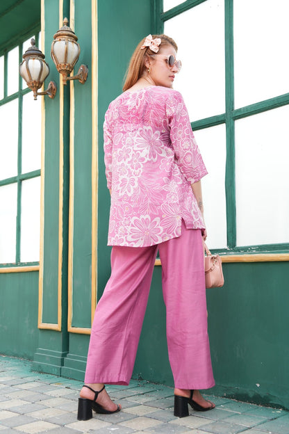 Pink-Colored Printed Co-Ord Set