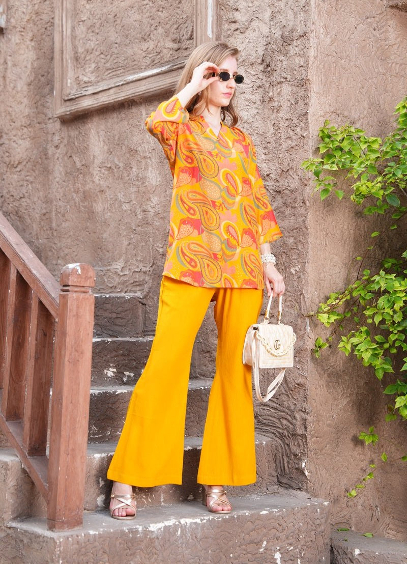 Mustard-Colored Printed Co-Ord Set