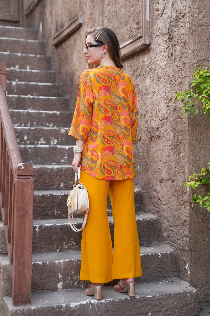Mustard-Colored Printed Co-Ord Set