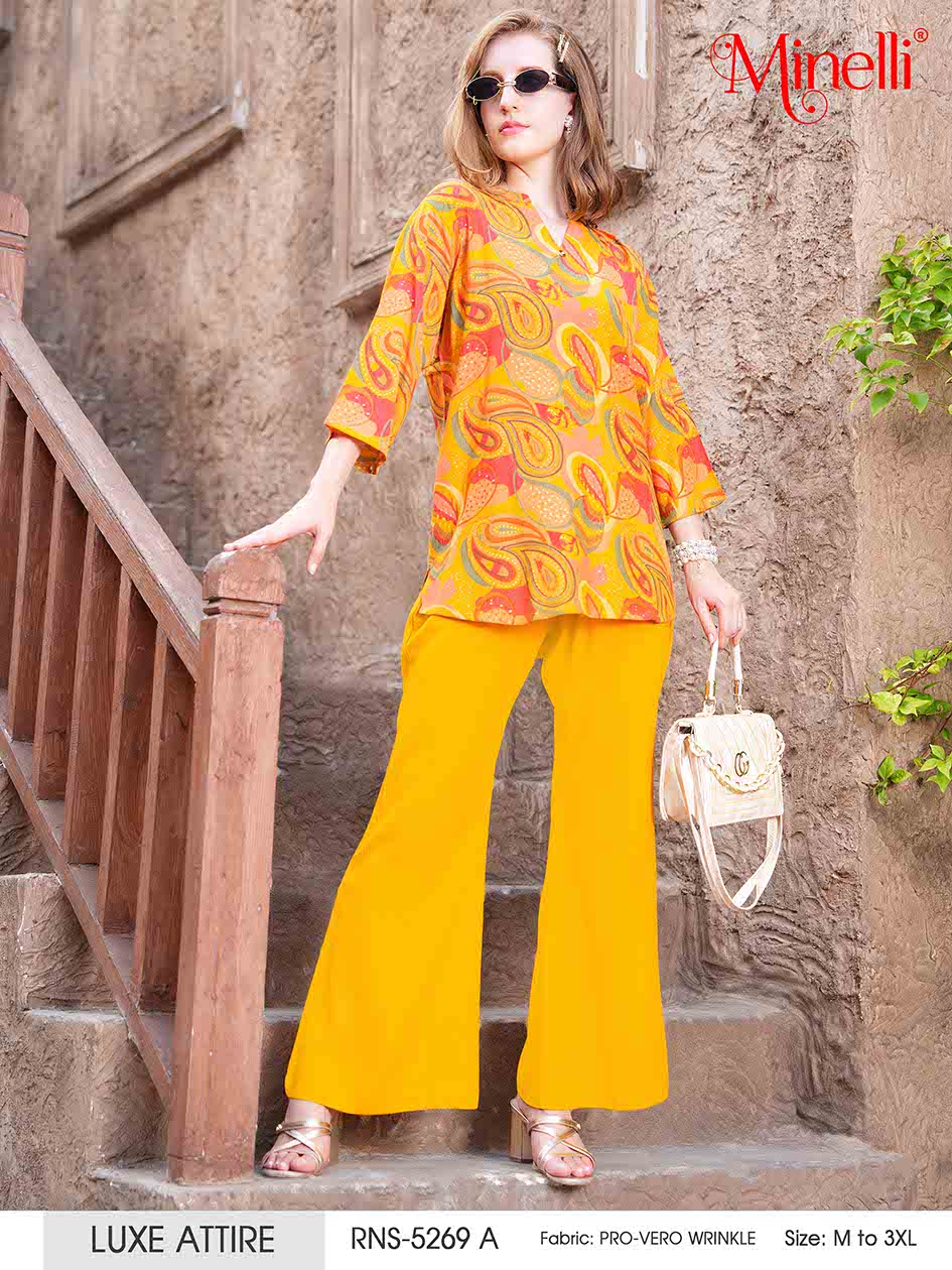 Mustard-Colored Printed Co-Ord Set