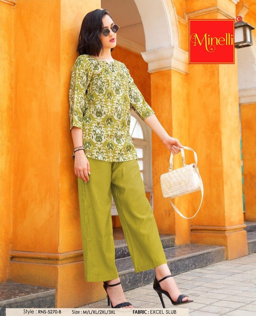 Mehandi-Colored Printed Co-Ord Set