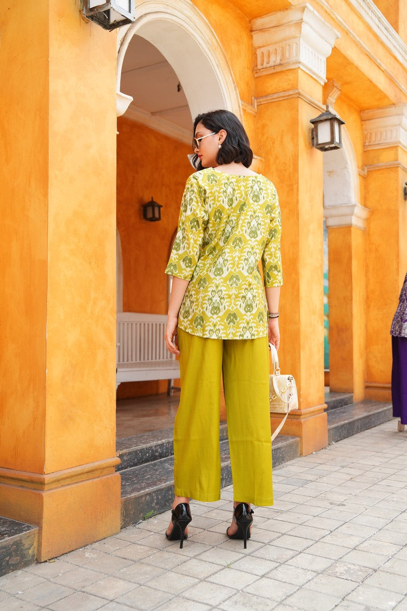 Mehandi-Colored Printed Co-Ord Set