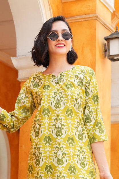 Mehandi-Colored Printed Co-Ord Set