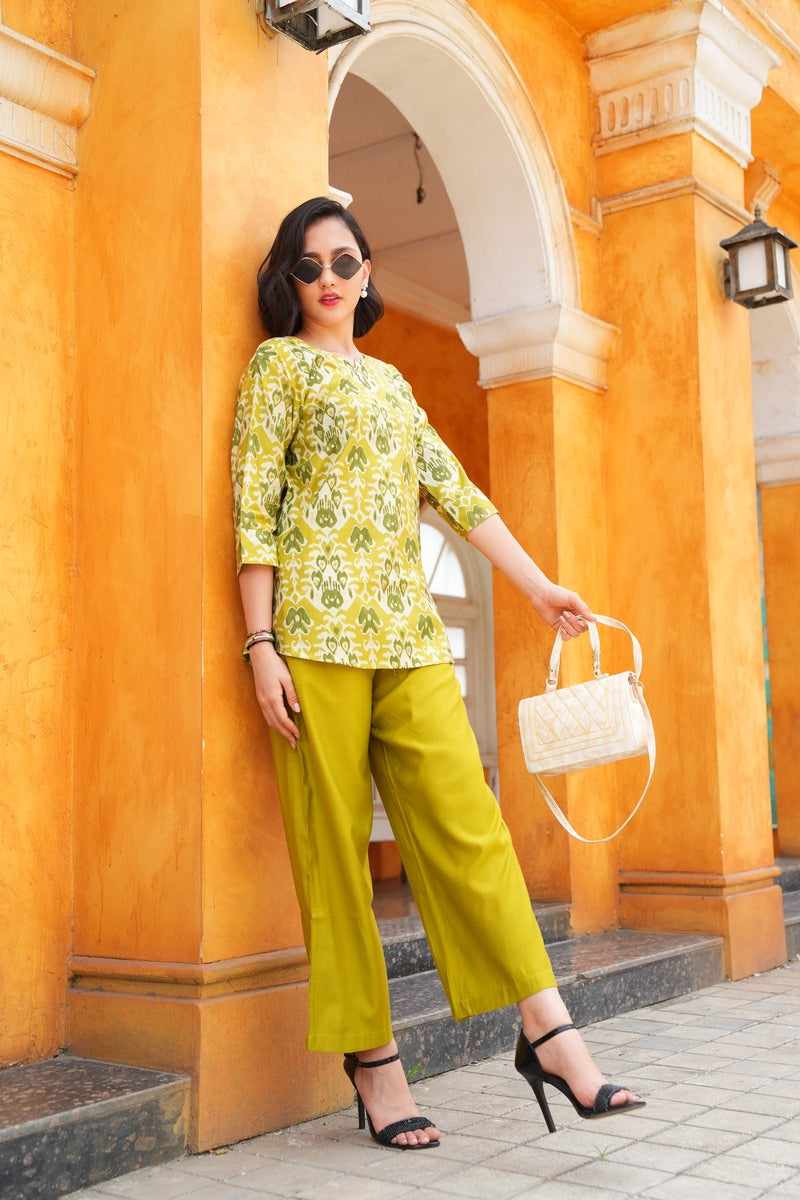 Mehandi-Colored Printed Co-Ord Set