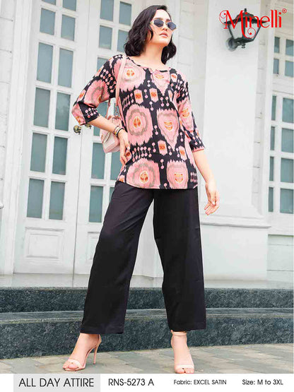 Charcoal-Colored Printed Co-Ord Set