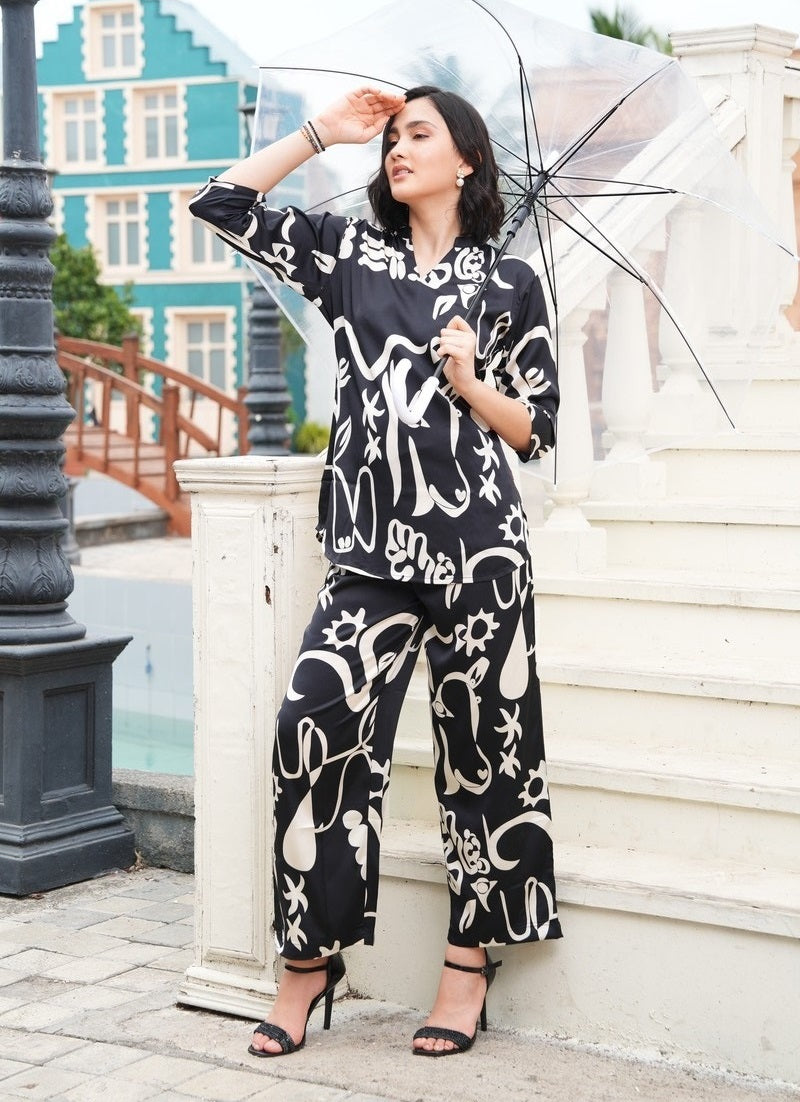 Black-Colored Printed Co-Ord Set