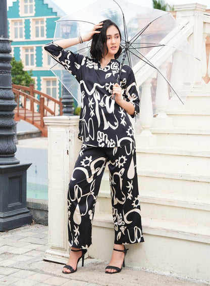 Black-Colored Printed Co-Ord Set