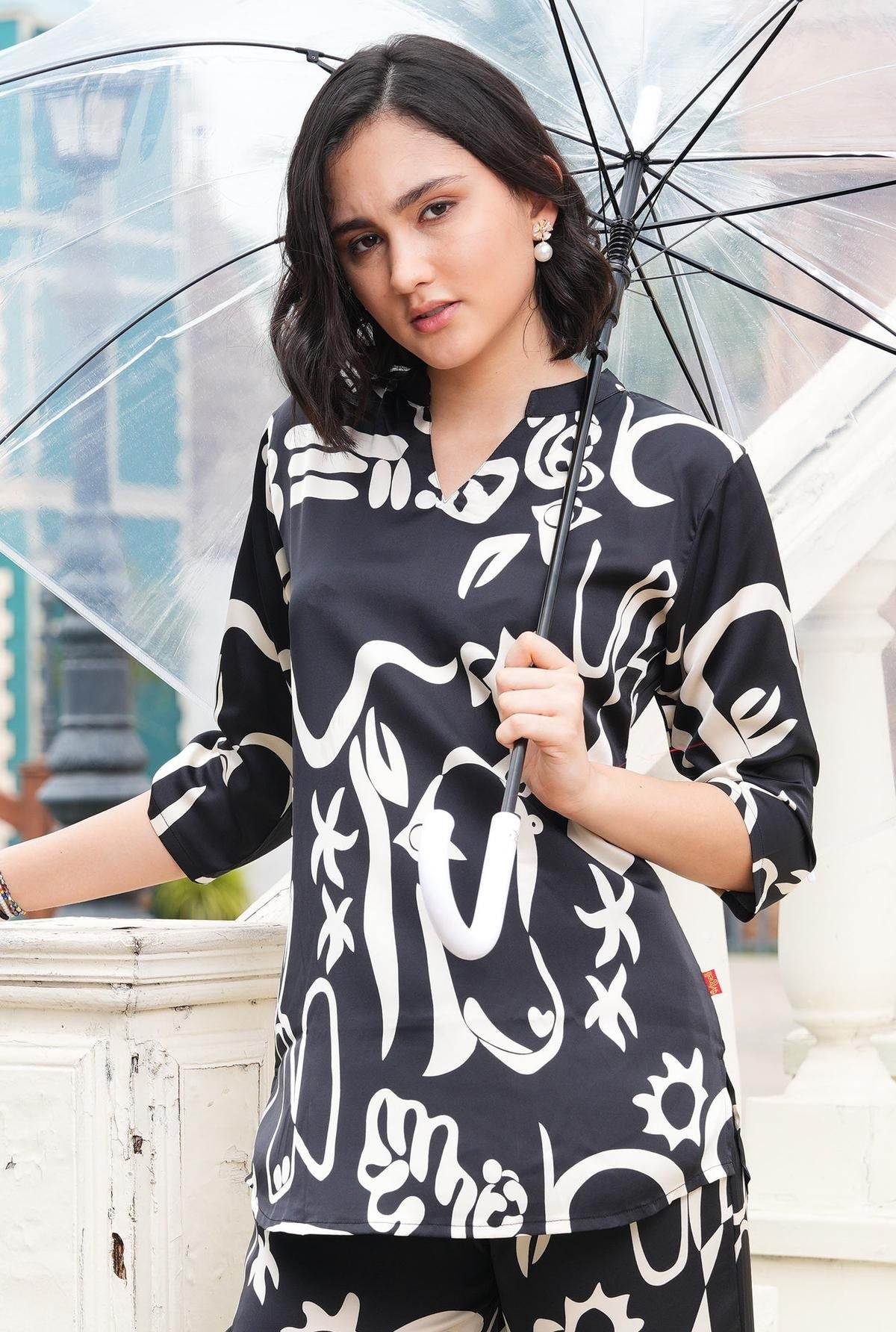 Black-Colored Printed Co-Ord Set