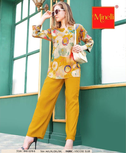Yellow-Colored Printed Co-Ord Set