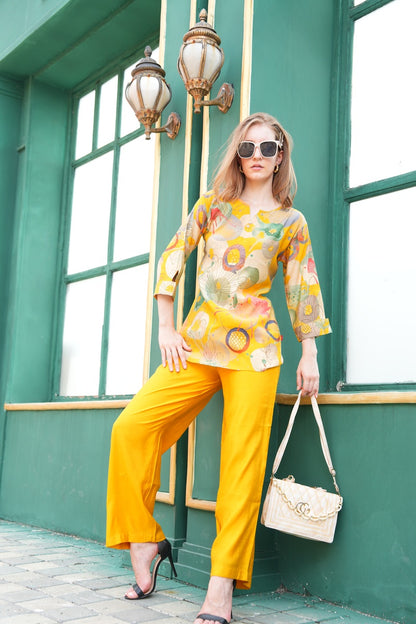 Yellow-Colored Printed Co-Ord Set