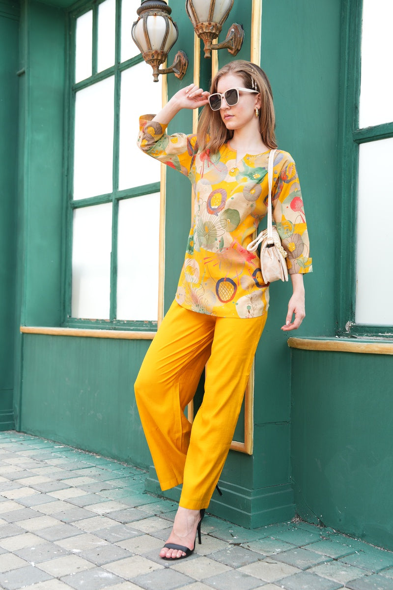Yellow-Colored Printed Co-Ord Set
