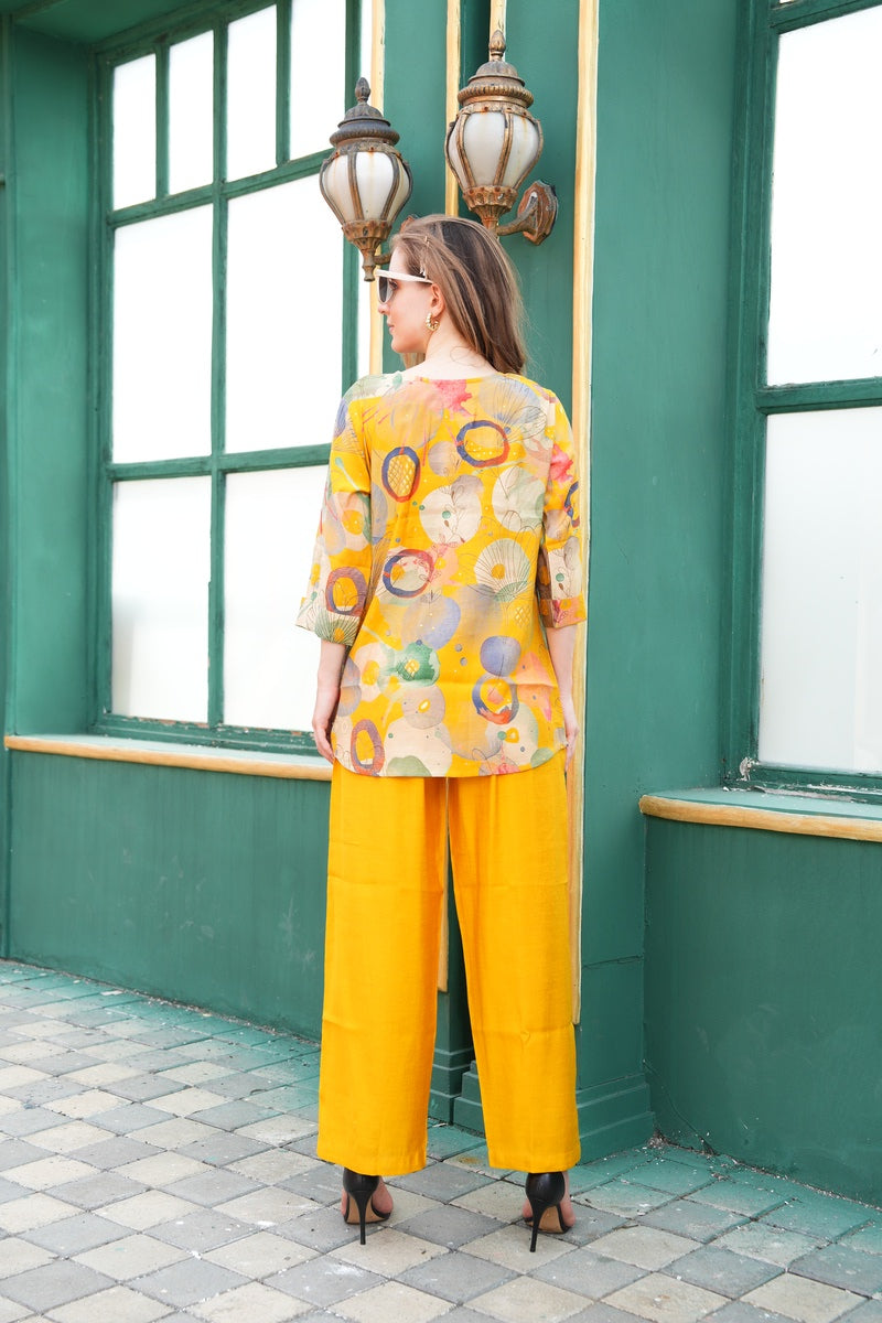 Yellow-Colored Printed Co-Ord Set