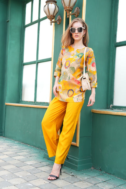 Yellow-Colored Printed Co-Ord Set